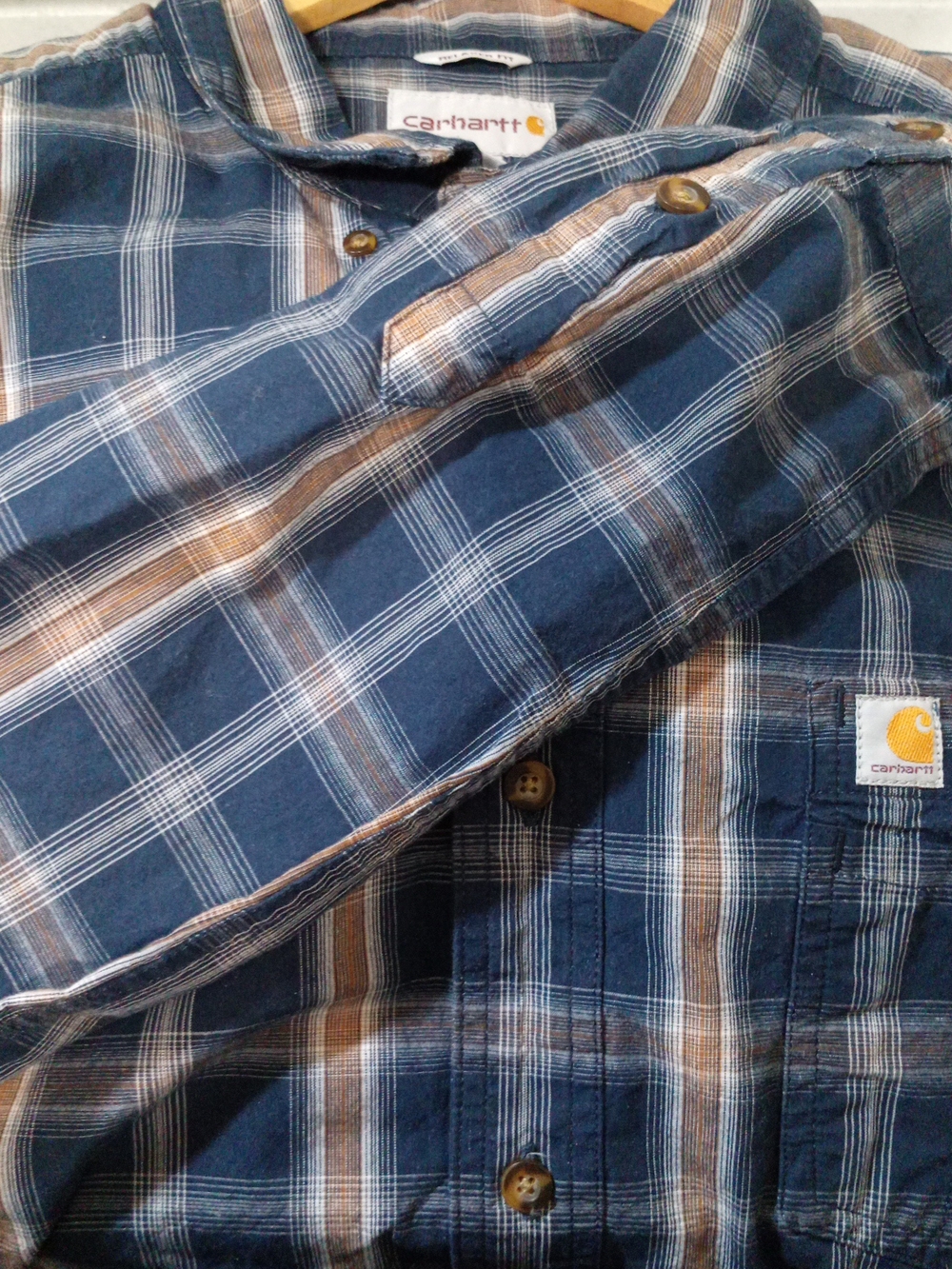 Carhartt Navy, Brown & White Plaid Workshirt
